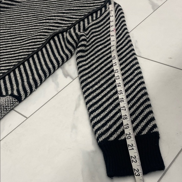 Dolce Cabo Black & White Striped Open Front Knit Sweater Cardigan Jacket Sz M - Picture 13 of 14